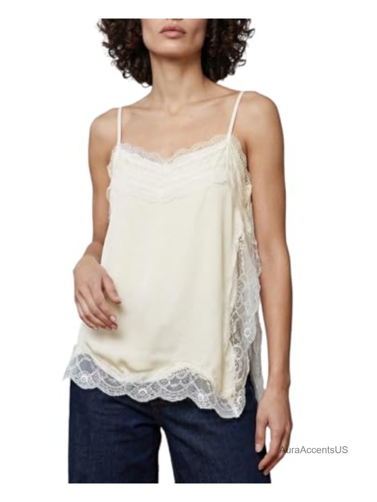 Long Lace Camisole Tops Square Neck Side Split Flowy Tank Top Chiffon Lace Trim
